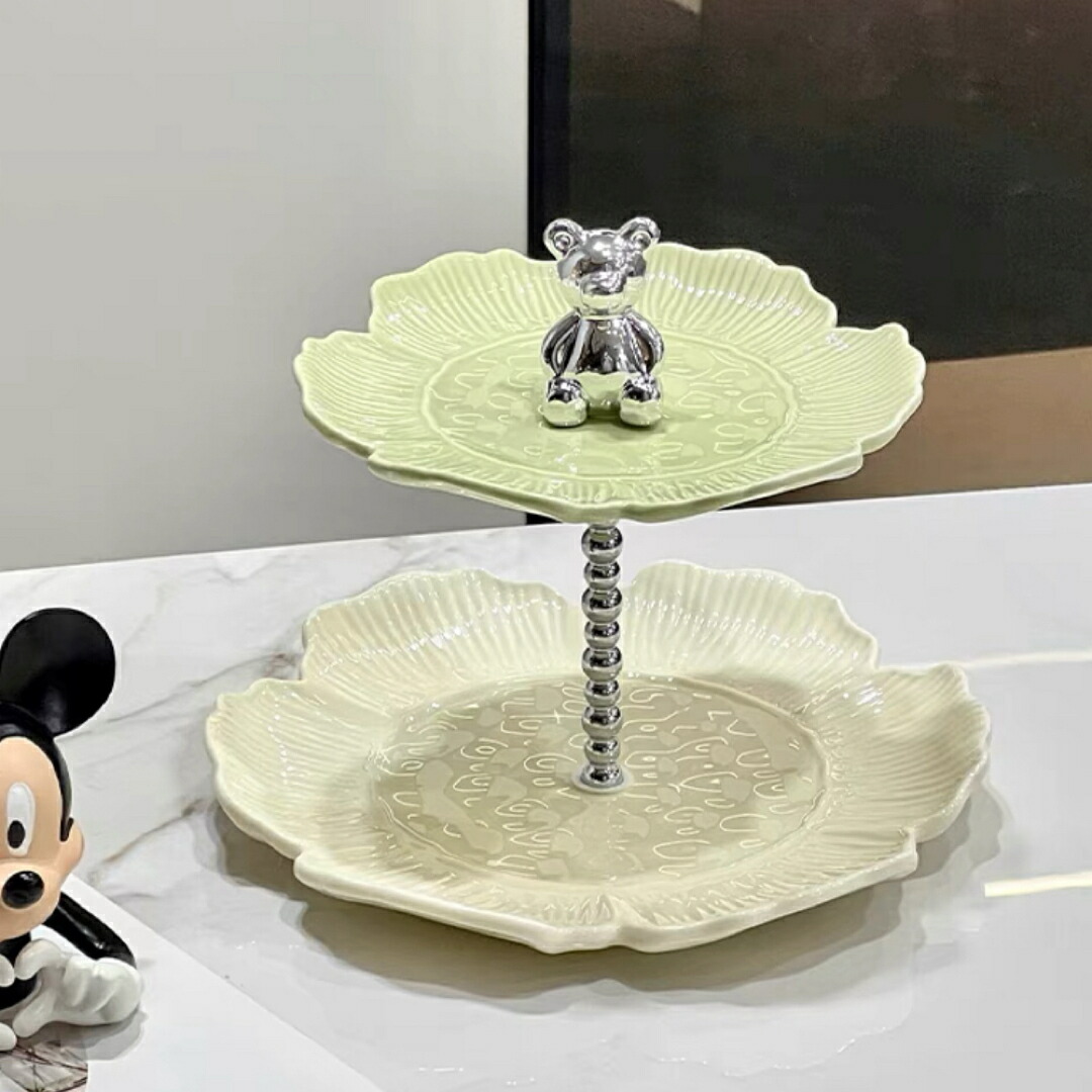 西洋菓子照明ランプ お皿2段書き割り 昼過ぎ紅茶 フルーツ 御盆皿