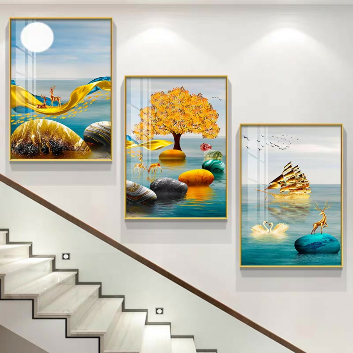 芸術芸術ダイアログボックス 絵図室内装飾 ．壁飾りつけ 絵図刷り上げる 壁画 キャンバスプリントポスター3枚 40x60 別大いさあり