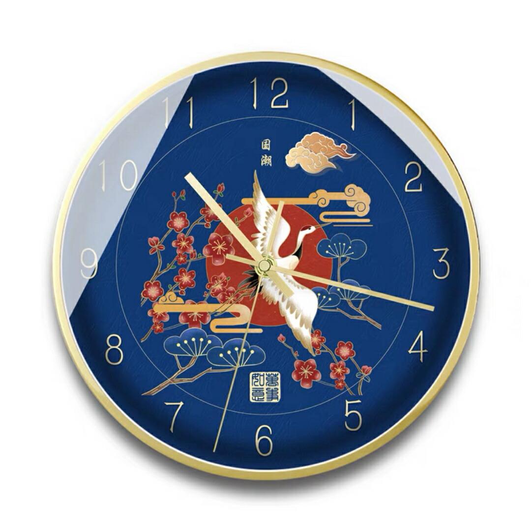 静音ウォール時辰儀 今めかしい 柱時計 飾りつけ 丸型 和風 見晴らし室内装飾雑貨