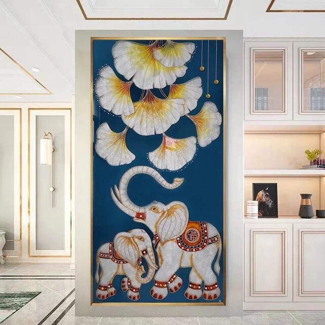 ガラス琺瑯彩 エナメル工芸品 高級琺瑯飾り絵 玄関絵 壁掛け 琺瑯絵美術品