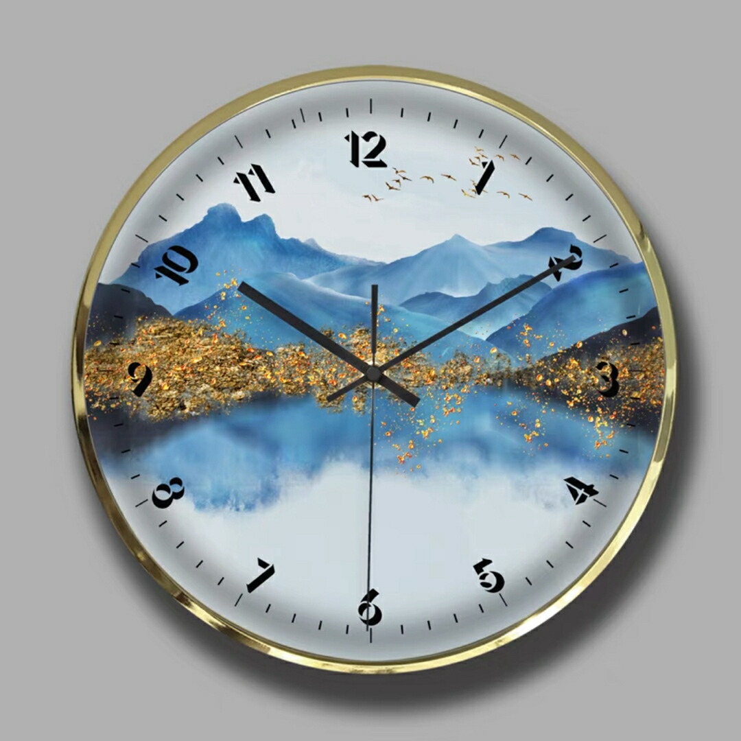 静音ウォール時辰儀 今めかしい 柱時計 飾りつけ 丸型 風景見晴らし室内装飾雑貨