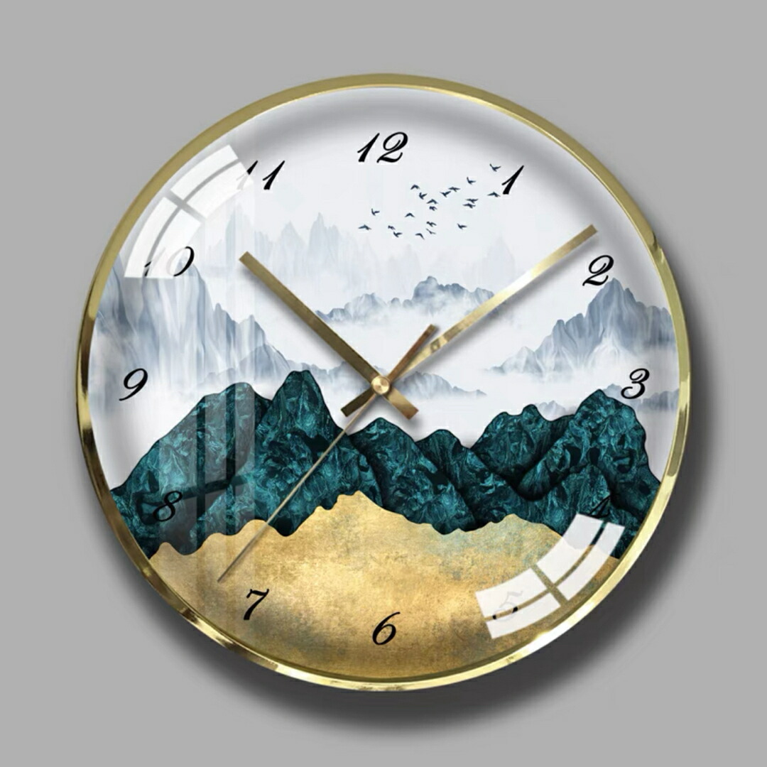 静音ウォール時辰儀 今めかしい 柱時計 飾りつけ 丸型 風景見晴らし室内装飾雑貨
