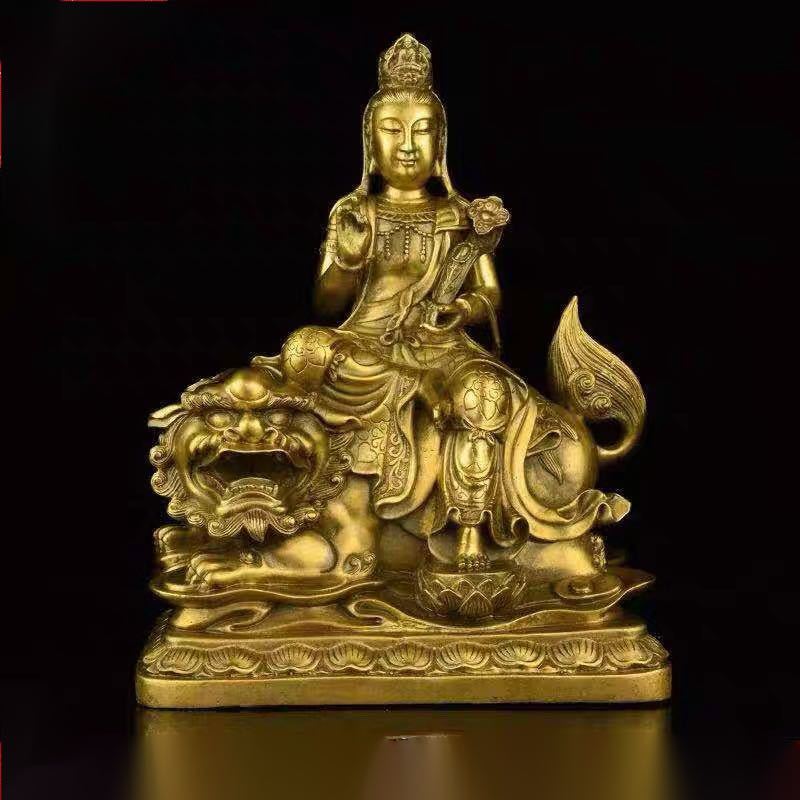 文殊菩薩仏像 仏教美術 置き物 鎮宅 祭り 供養品 縁起物 純銅製 開運風水置物 金運祈願 上品な工芸品 Sinessy 店 新生活用品