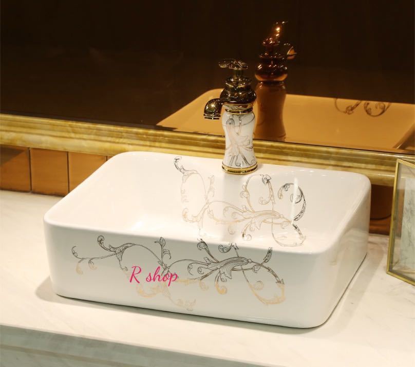 高級 置き型 洗面ボウルセット 手洗い器 デザイン 陶磁器 手洗い鉢 洗面台 蛇口 排水ホース付き|Sinessy 店