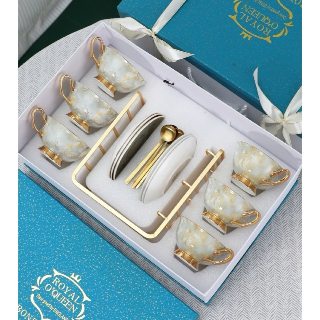 ティーカップ セット 陶器 高級感 カップ＆ソーサー 6客 コーヒーカップ｜Sinessy 店