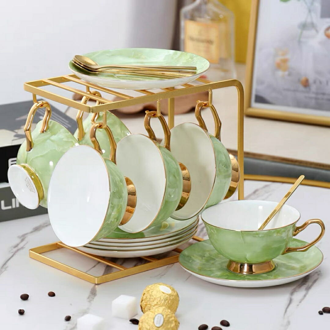 ティーカップ セット 陶器 高級感 カップ＆ソーサー 6客 コーヒーカップ