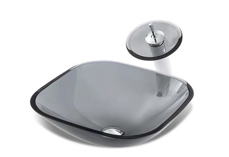 高級 洗面ボウルセット 洗面ボール 手水鉢 手洗器 手洗い鉢 洗面器 蛇口 排水金具付き 鋼化ガラス 洗面台