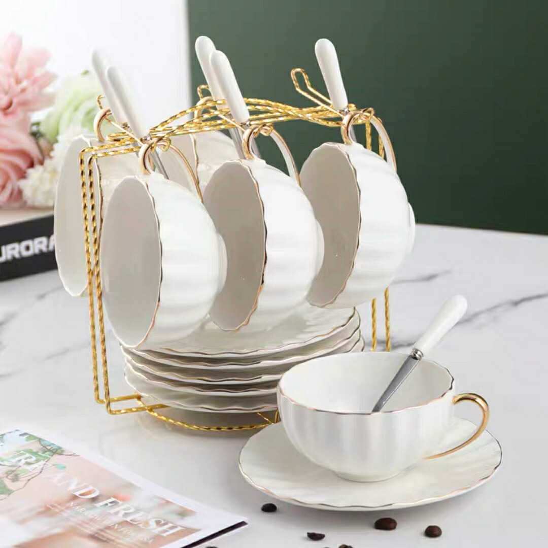 ティーカップ セット 陶器 高級感 カップ&ソーサー 6客コーヒーカップ|Sinessy 店