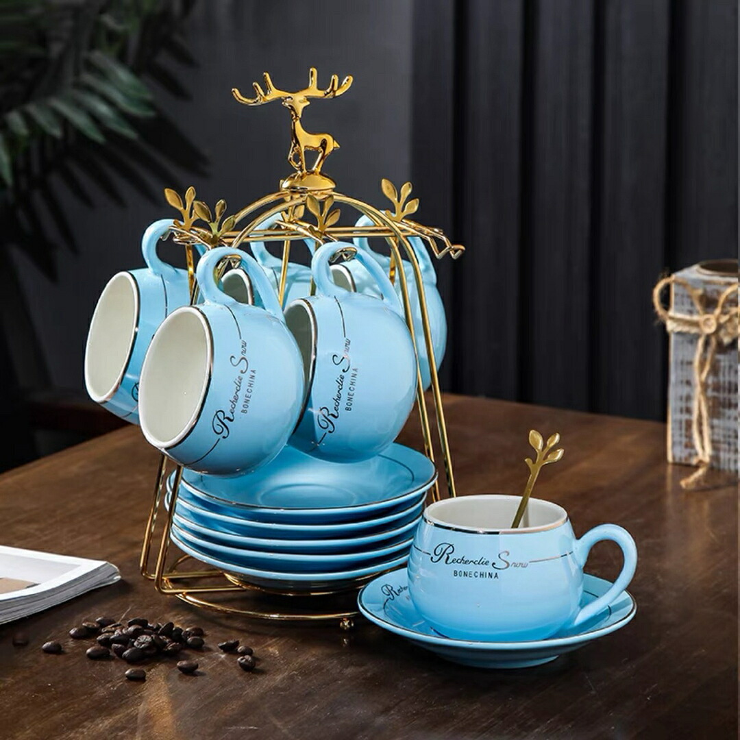 高級感 ティー・コーヒーカップセット カップ＆ソーサー6客 陶磁器ティーセット