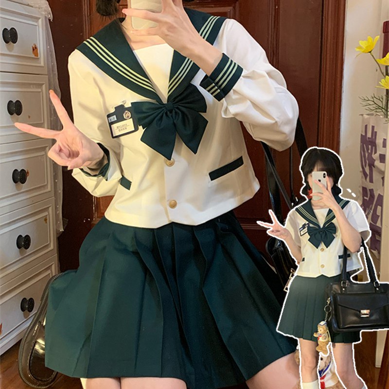 セーラー服 レディース制服 コスプレ グリーン セーラー服 大きいサイズ 衣装 制服 卒業式 入学式 コスチューム 半袖 長袖 上下セット 女子制服 JK制服 スカート コスプレ衣装 可愛い JK服 学園祭 大人 セクシー ハロウィン 学生服 高校生 中学生 女の子 スクール スーツ