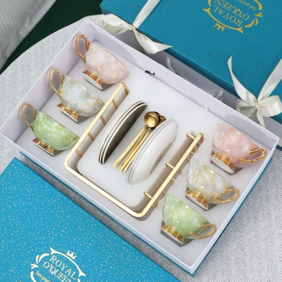 ティーカップ セット 陶器 高級感 カップ＆ソーサー 6客 コーヒーカップ｜Sinessy 店