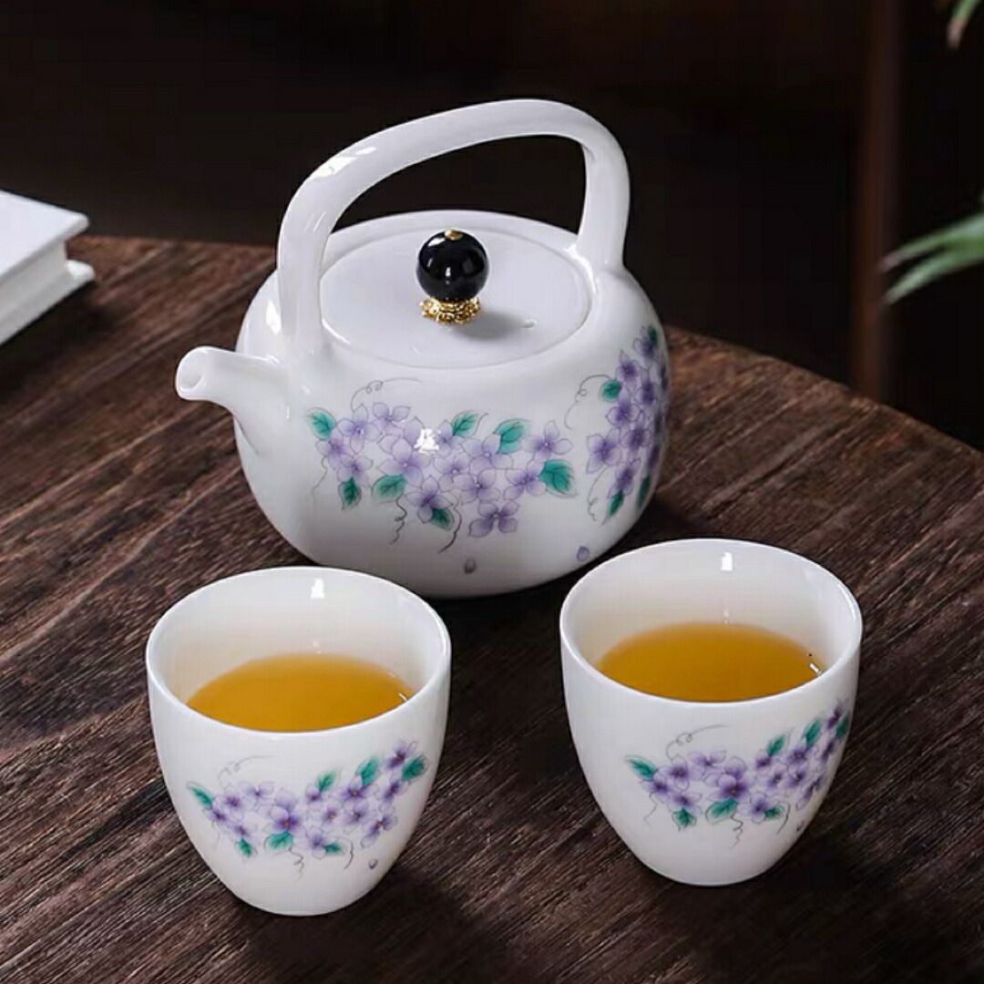 2客茶器揃 湯呑 急須 ポット 茶器セット ティーセット 食器 和風 花柄