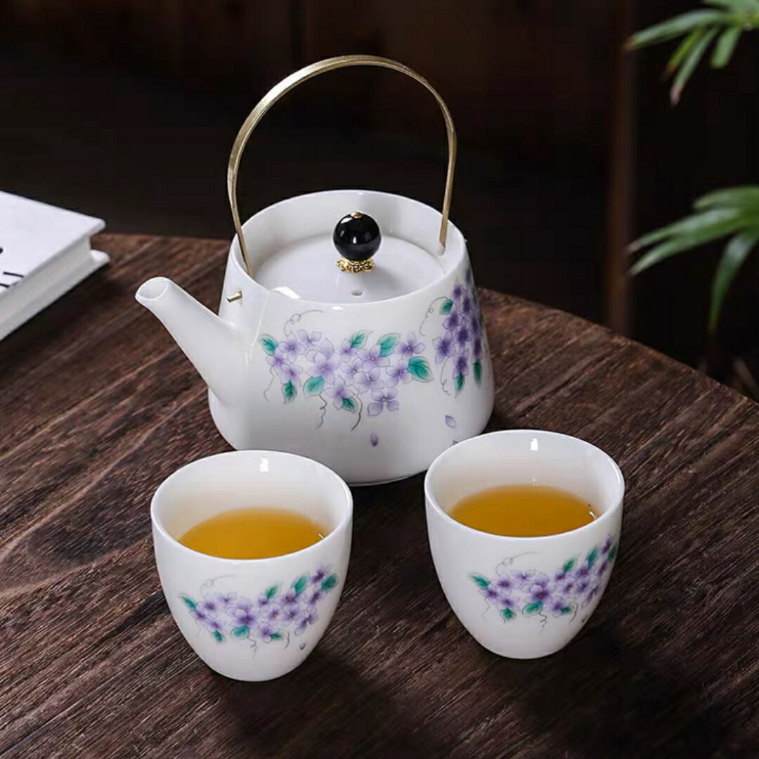 2客茶器揃 湯呑 急須 ポット 茶器セット ティーセット 食器 和風 花柄