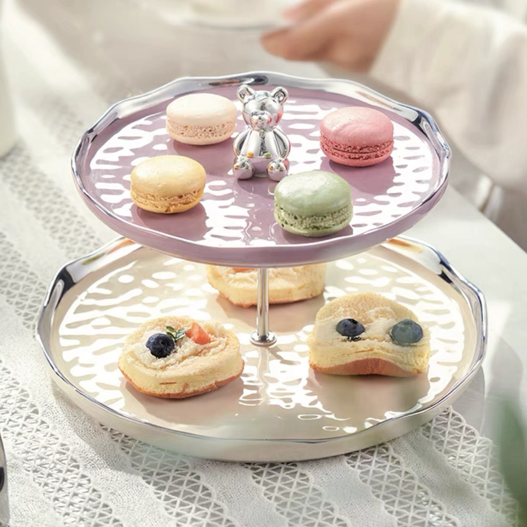 ケーキ スタンド プレート2段セット アフタヌーンティー フルーツ トレー 皿|Sinessy 店