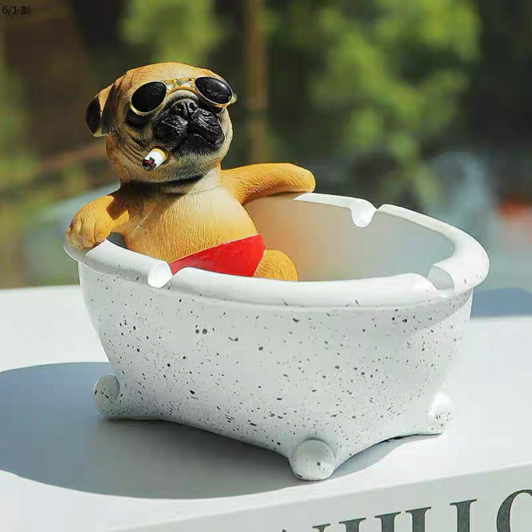 犬型 灰皿 イヌ 卓上収納 小物入れ パグ雑貨 キーケース 置物 PUG|Sinessy 店