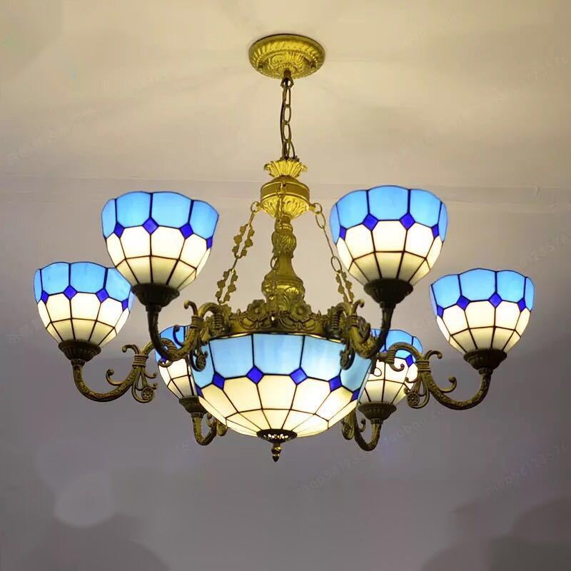 A017028ステンドグラス．ペンダントライト豪華天井照明ステンドグラスランプ ガラス工芸品 電源直結タイプ｜Sinessy 店