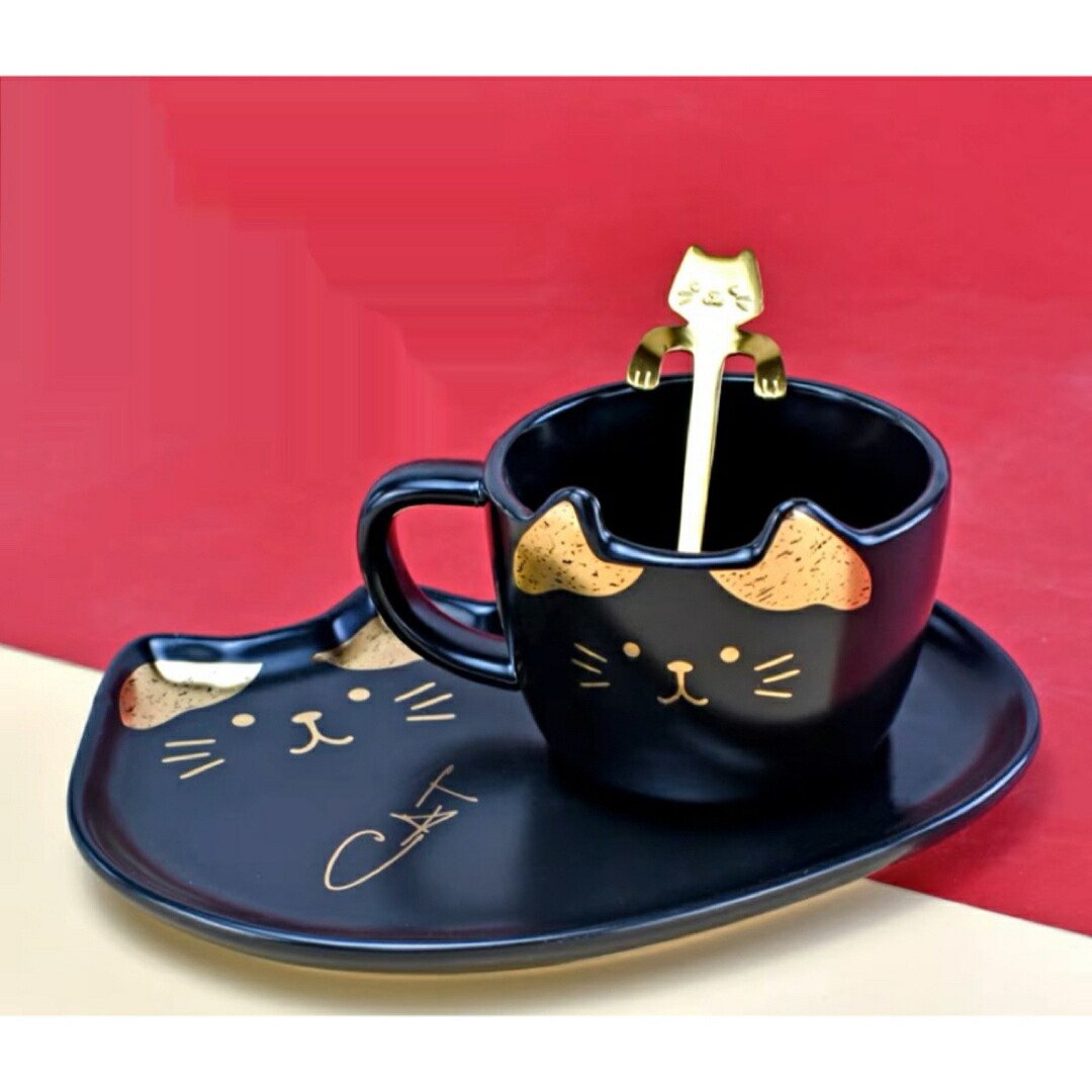紅茶・珈琲優勝杯仕掛ける 猫雑貨 猫グッズ 優勝杯＆平円盤1客 猫