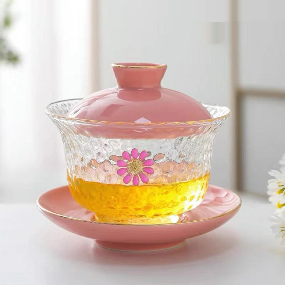 蓋碗 茶杯仕かける 耐熱瑠璃製の中国茶器 1客 茶道具・湯呑・急須-中国茶器
