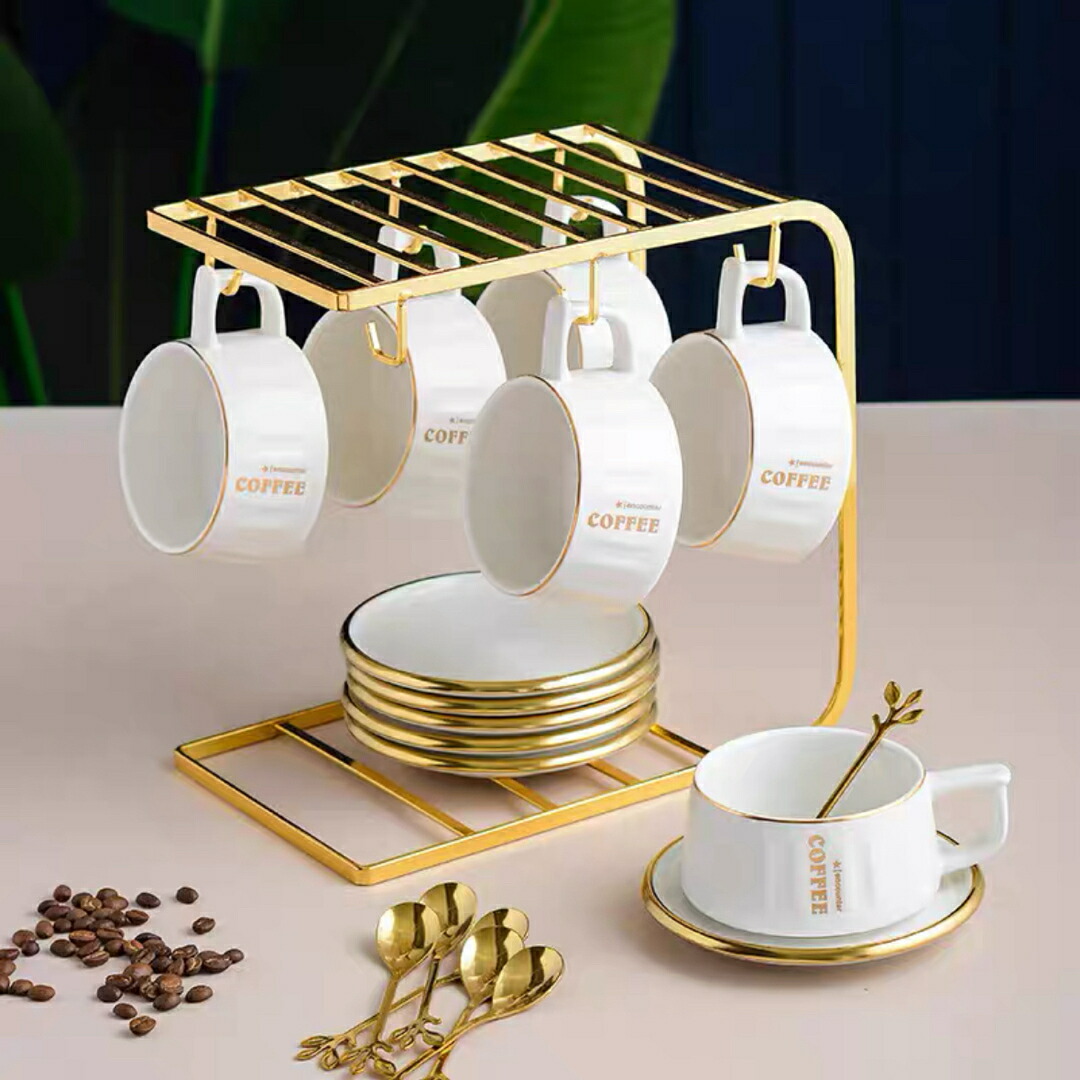 ティー・コーヒーカップセット カップ＆ソーサー6客セット ．陶器ティーセット