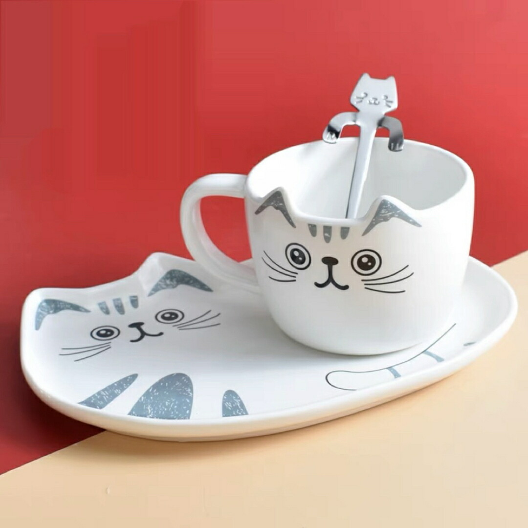 ティー・コーヒーカップセット 猫雑貨 猫グッズ カップ＆ソーサー1客 ネコ