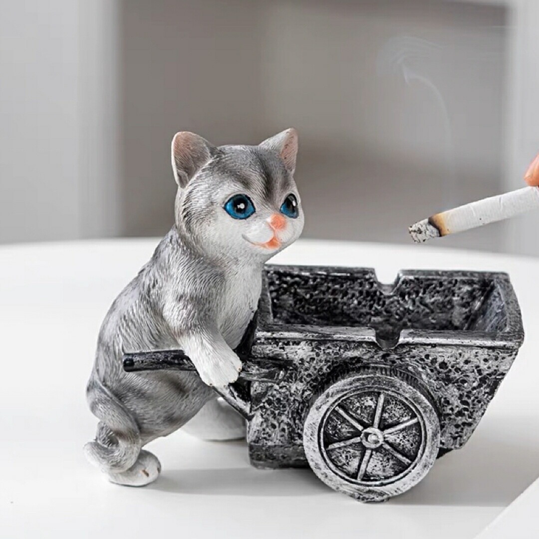 卓上灰皿 ネコ 卓上収納 小物入れ 猫柄 雑貨 キーケース 置物 cat|Sinessy 店