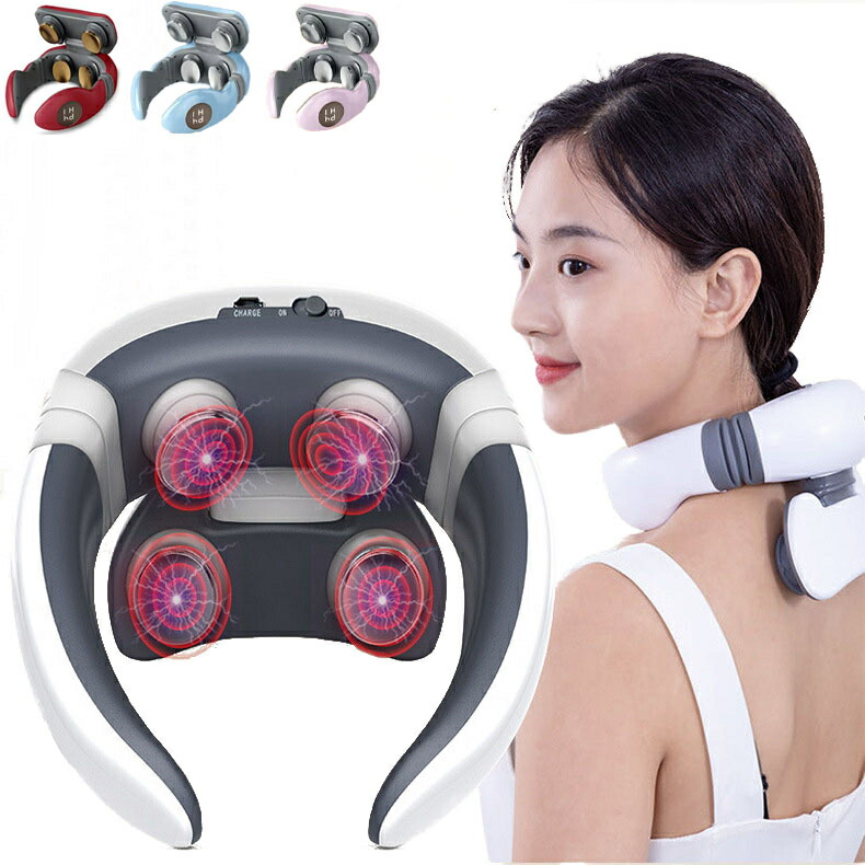 ネックリラックス 首マッサージ リラクゼーション器 リラックス 健康グッズ 首 肩 温熱 EMS 解消 肩こり 首こり マッサージ ネックマッサージャー マッサージ器 プレゼント USB充電式 コードレス ネックエステ 静音 持ち運び便利父の日