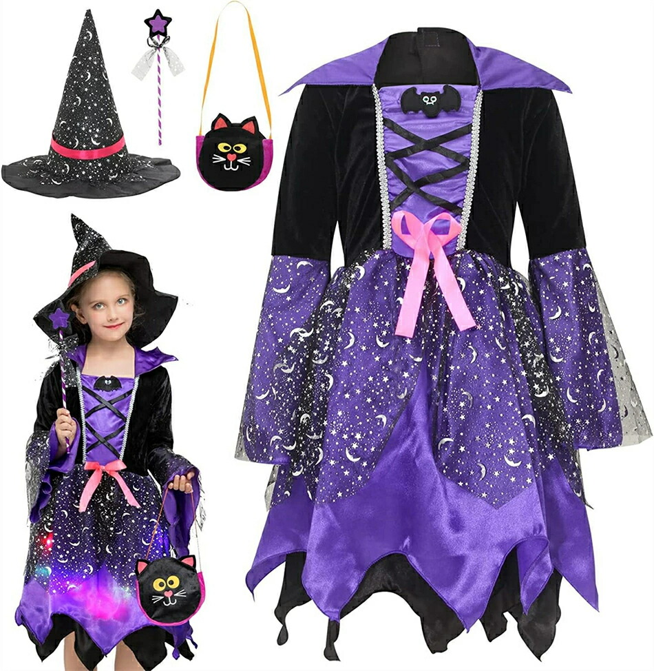 ハロウィン コスプレ 子供 女の子 ワンピース ドレス 魔女 衣装 魔法使い キッズ ハロウィン 仮装 コスプレ 女の子 演出服 お姫様 供 仮装 女の子 コスプレ 魔女 デビル かぼちゃ ハロウィン パーティー なりきり 変身 クリスマス 誕生日