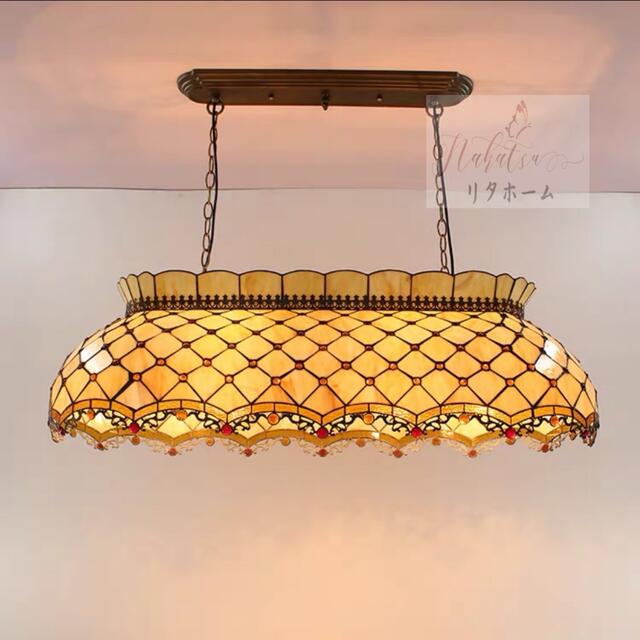 ペンダントライト豪華天井照明ステンドグラスランプガラス工芸品 電源直結タイプ
