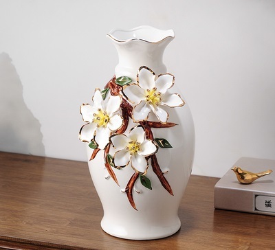 花瓶 かびん 花器 花入れフラワーベース インテリア 雑貨 花柄 陶器｜Sinessy 店