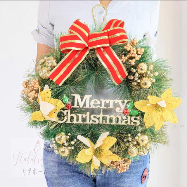 クリスマス借り上げる クリスマス花の冠 部屋の入り口借り上げる 壁飾りつけ 人工造花 晴れ晴れしい借り上げる