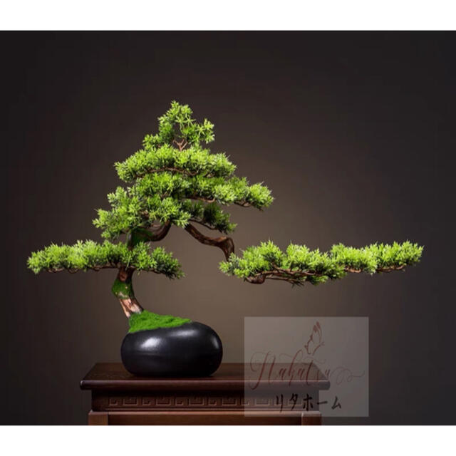 インテリアグリーン 高級模造迎客盆栽 ．置物 禅意迎客盆栽装飾品 人工観葉植物｜Sinessy 店