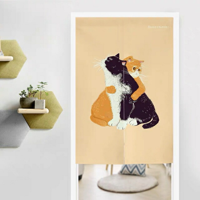 猫柄のれん ロング 暖簾80x150cm ネコ かわいい 間仕切り猫雑貨