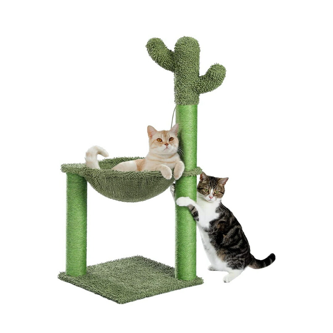 キャットタワー 爪研ぎ 爪とぎポール ハンモック 猫用 サイザル麻柱 サボテン型