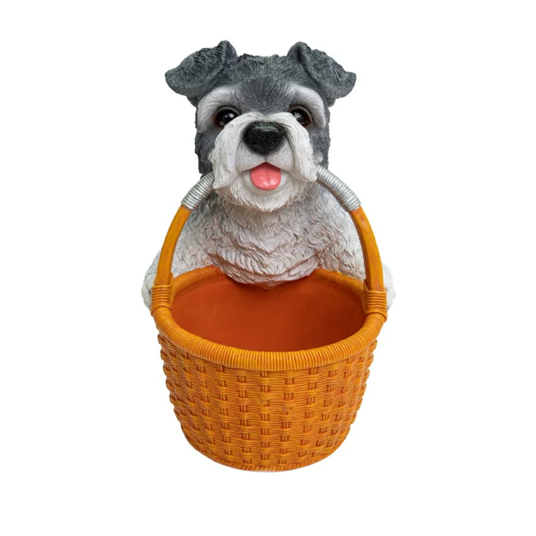 シュナウザー置物 小物入れドッグ 犬 収納ボックス 卓上収納 かご 小物入れ