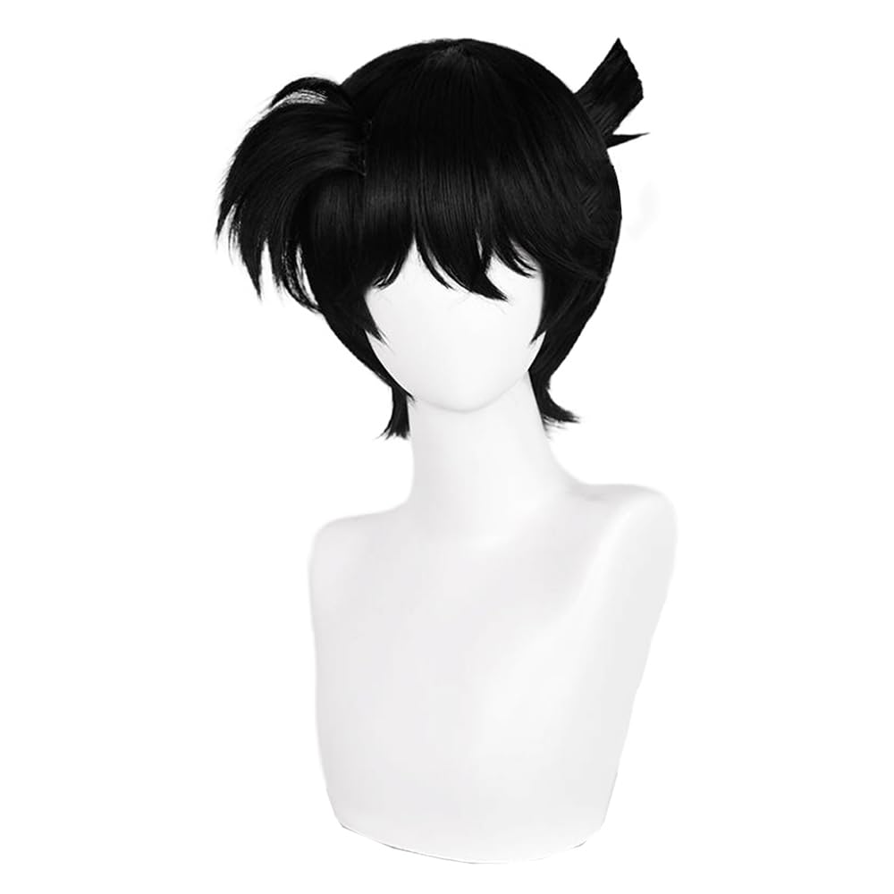 コスプレウィッグ 工藤新一 しんいちくとう ボブ レイヤー 前髪 かつら フルウィッグ 人気 ハンサム 仮装用 学園祭 文化祭 小顔 自然 耐熱 wig ブラック画像