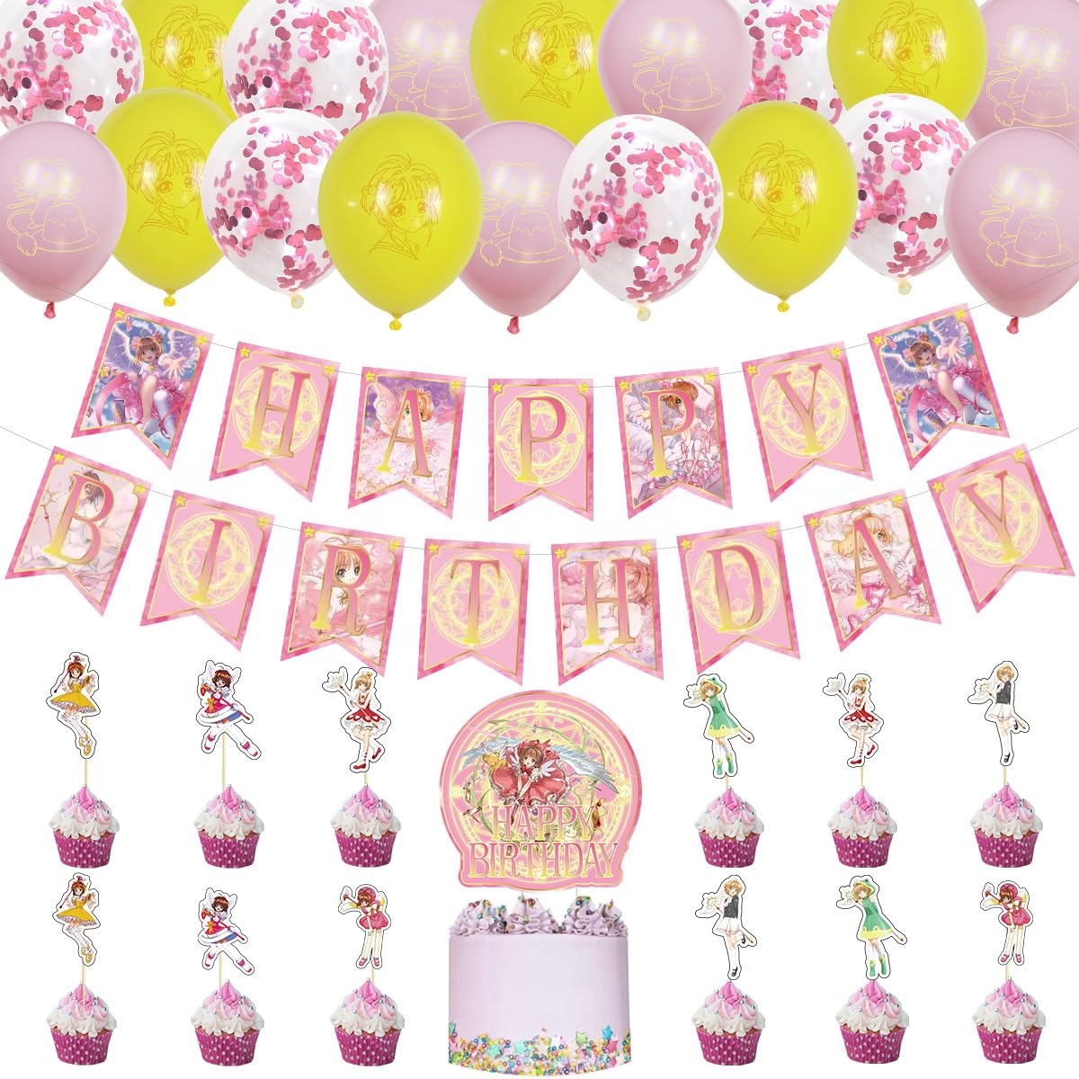 カードキャプターさくら　誕生日　飾り付け　パーティー　セット　アニメ　漫画　キャラクター　子供　可愛い　面白い　男の子　女の子　happy birthday　ガーランド　バナー　バルーン　画像