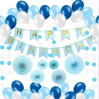 kanon バルーンセット 水色 ポンポン ガーランド 誕生日 パーティー 風船画像