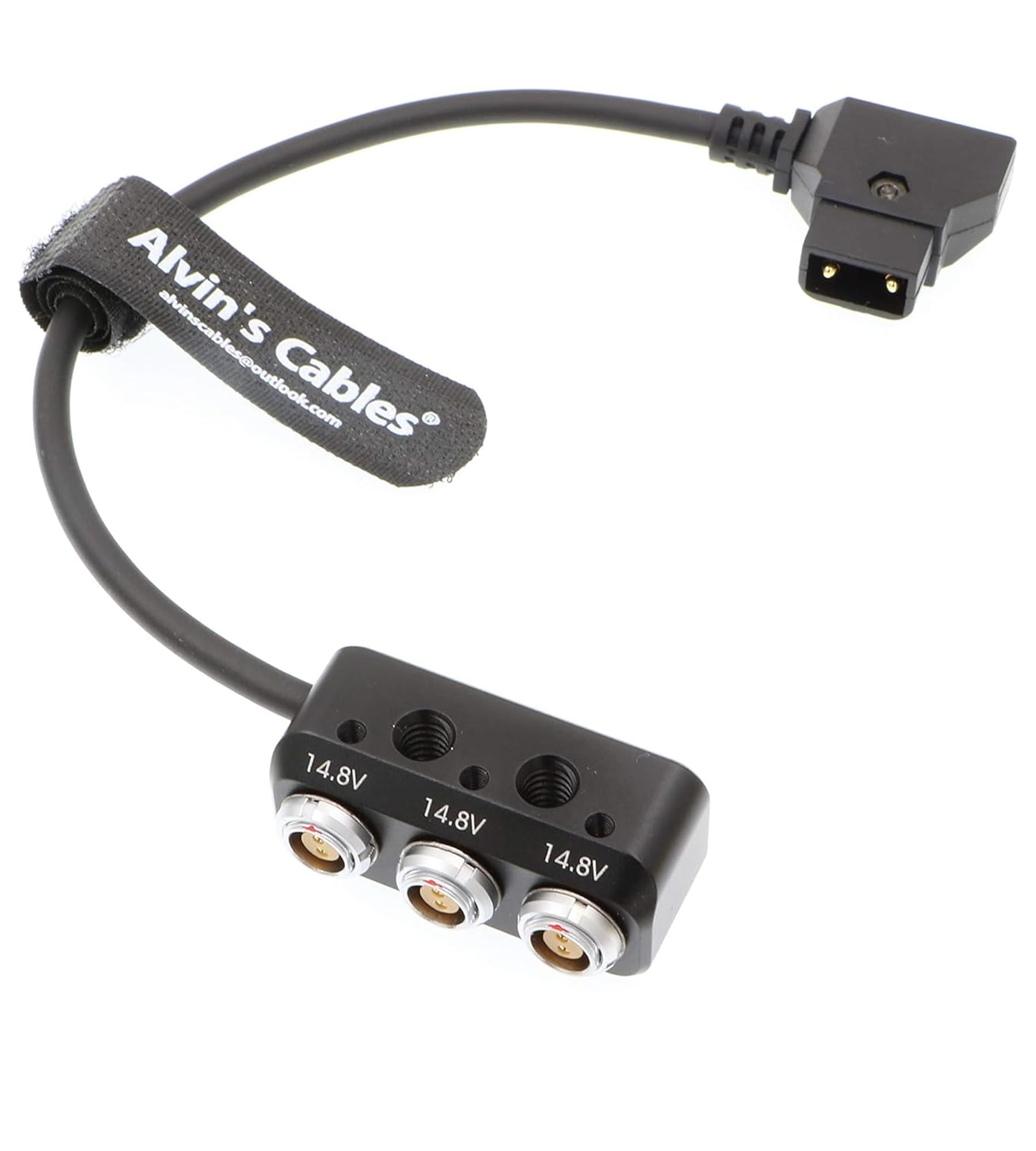 Alvin Cables 電源分配ボックス D-tapメス to 3x 2ピンオス 10インチ ARRI RED カメラ/Teradek 互換機材用