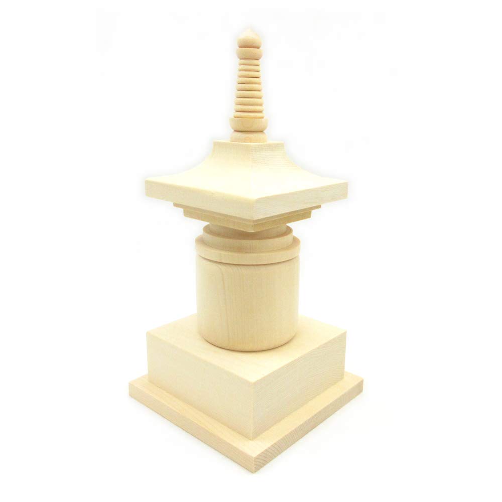 栗田こだわり仏像 【法器】 宝塔 桧木製 (締め高20.5糎、幅10糎、奥ふかさ10糎) 木彫仏具 28071