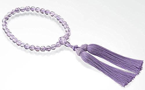 [京数珠] 切り子ガラス（お上さん用片手耐久性） サクラ色アメジスト 切り子ガラス仕立てもの 桐九鼎大呂 御膳上等天然石 正絹房当てはめる 法事 葬儀式 呉れて遣る用に至適
