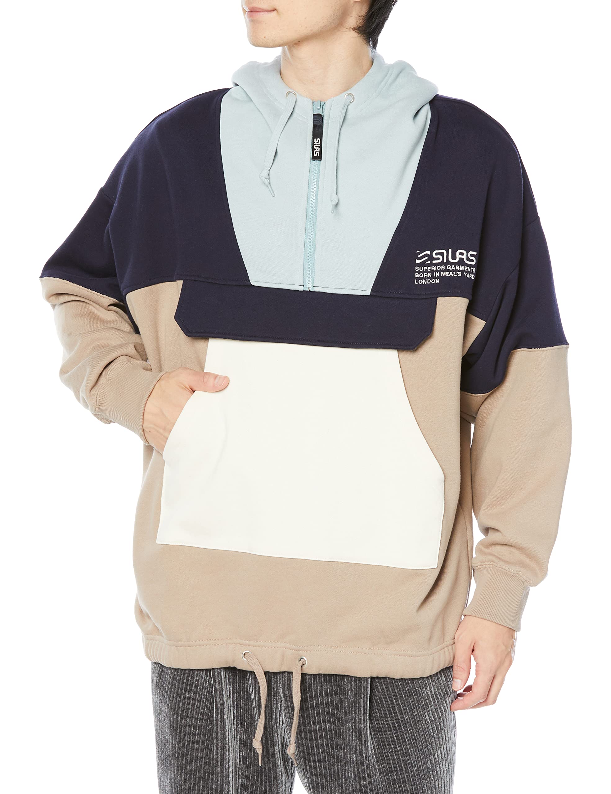 [犀ラス] フーデットパネルドスウェットシャツ HOODED PANELED SWEATSHIRT