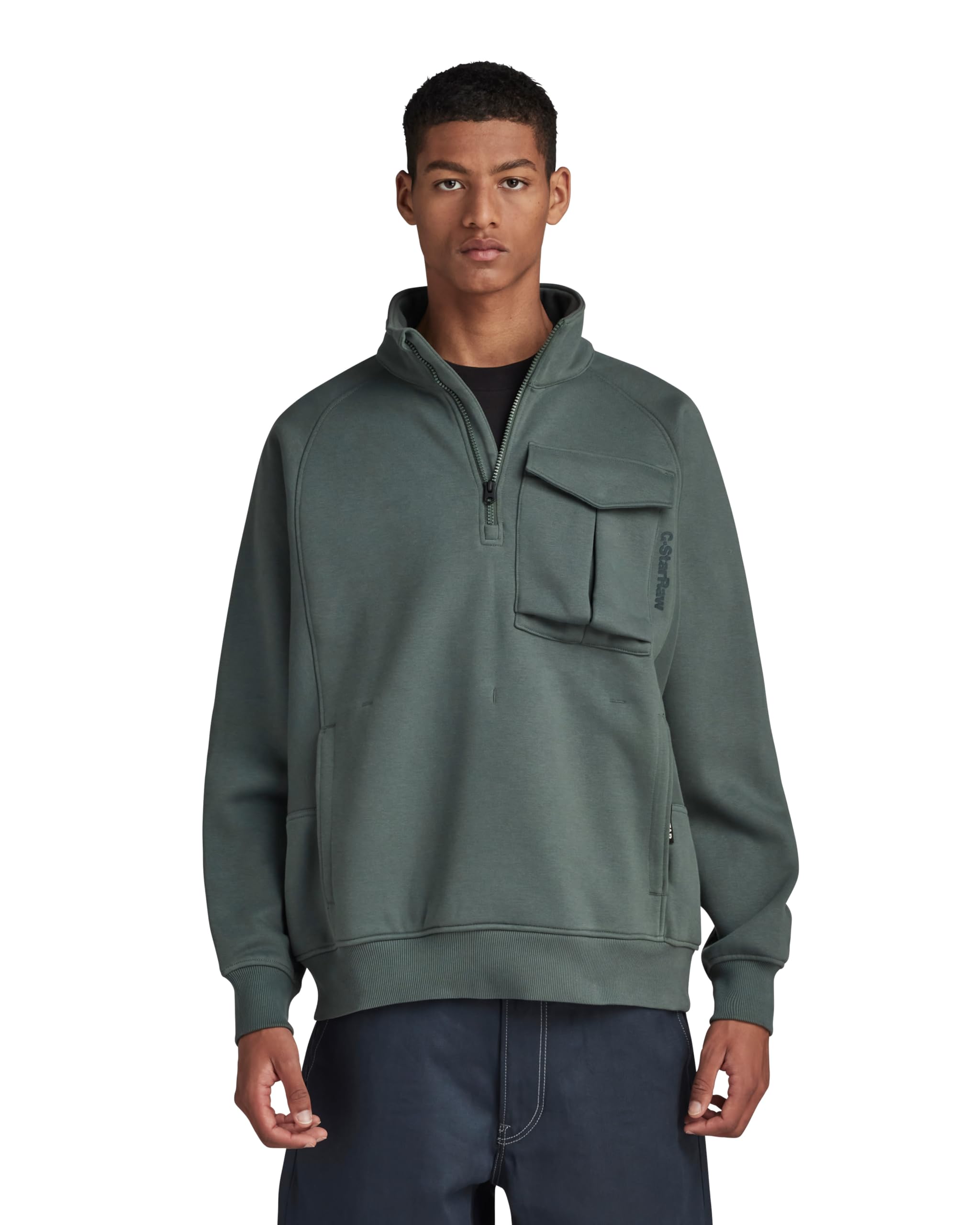 [ジースターロゥ] 汗水 調教師 パーカ ハーフジップ メンズ ルーズフィット 薄墨色 Anorak loose 西南 D23893-D425-996-M