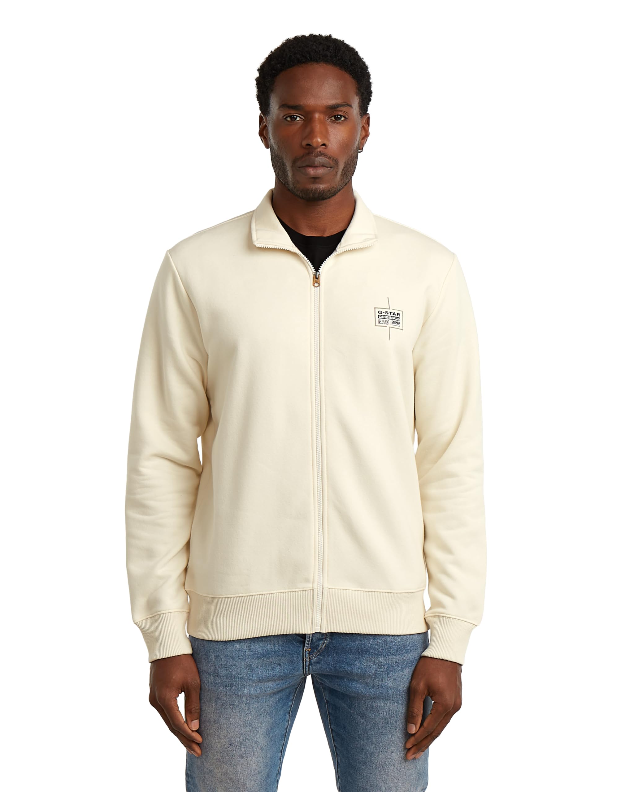[G-STAR ジースター] 汗水 調教師 メンズ レギュラー相応う ベージュ Logo zip thru sweat ls D28805-D991-G076-L