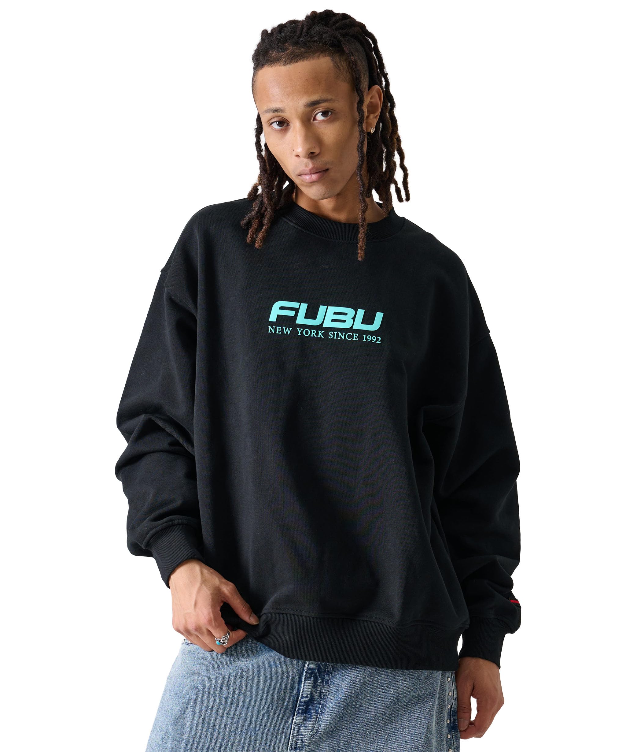 FUBU フブ OG ロゴタイプ 刷り上げる 綿織物 労働者の一団のど首 裏毛 汗水 調教師 fam-52700