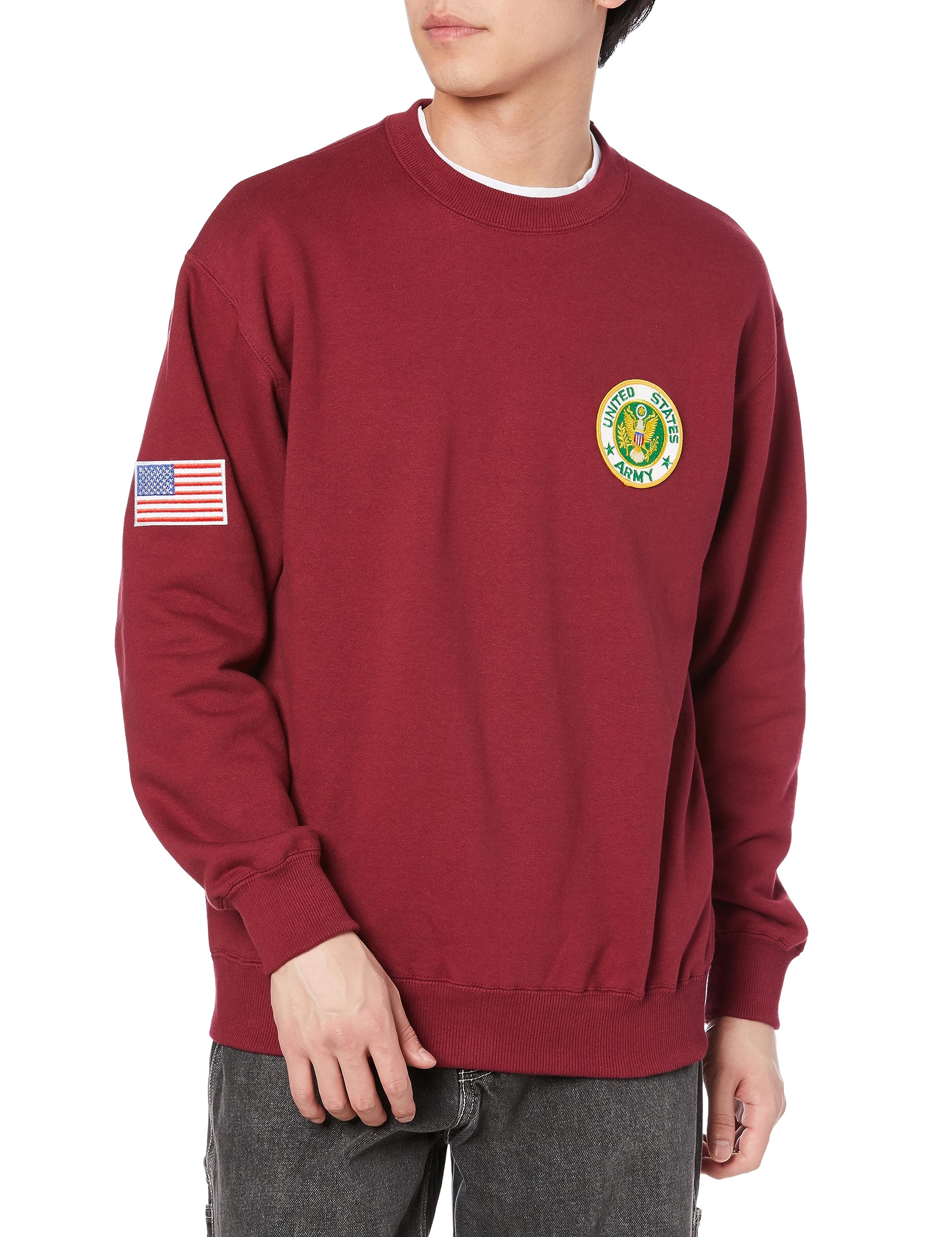 [エフスタイル] SWEATSHIRT 調教師 刺しゅう紋章付 裏パイル スウェットトレーナー F-SD021108 バーガンディー