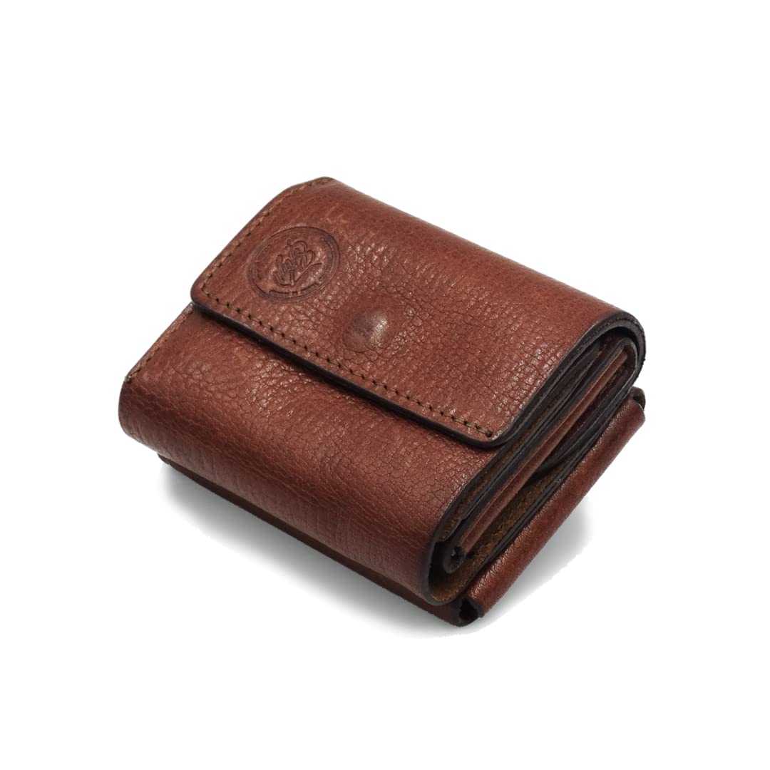 KumiWallet 国産なめし革 ミニウォレット 三つ折り ミニ金入れ コインケース 歌留多容れもの メイドインジャパン 3インチ1 組み替え 変数 隙間 たわい無い アウトドア (赤銅色)