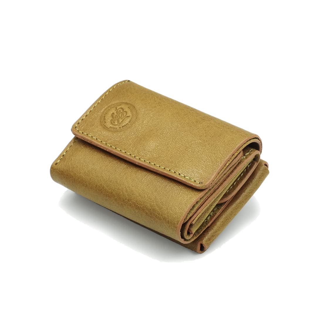 KumiWallet 国産なめし革 ミニウォレット 三つ折り ミニ金入れ コインケース 歌留多容れもの (駱駝)