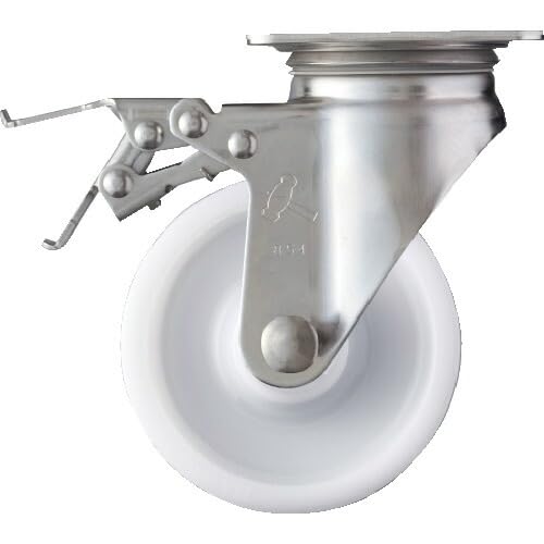ハンマーキャスター(Hammer Caster) Sシリーズ オールステンレス 旋回式 ナイロン車輪 ローラーベアリング 125mm ストッパー付 315S-NRB125|レックストア