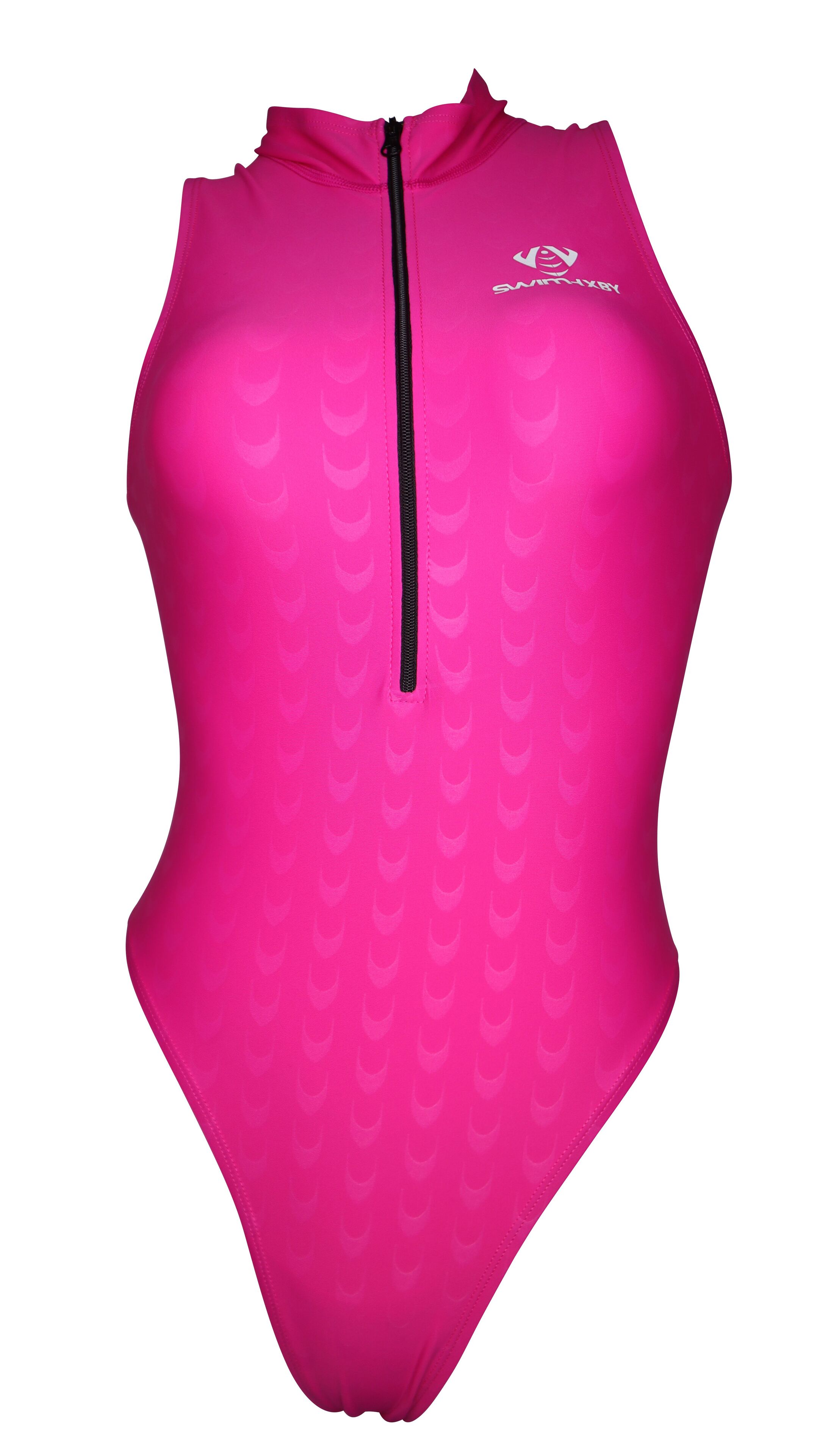 【SWIMHXBY】　競泳水着 レディース ガールズ 203 ピンク ウォーターポロ　フロントジップ
