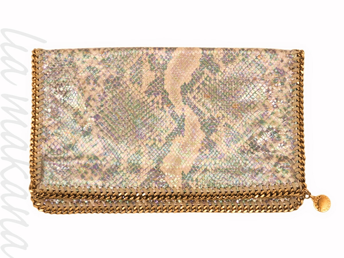 【中古】STELLA McCARTNEY 中心柱 ポールマッカートニー 御徒面子 クラッチペダル御徒面子 二番目御徒面子 スネークスキン工業 パイソン柄 マルチ色つや チェーン店 ゴールド金具 278014【リアマカナ】